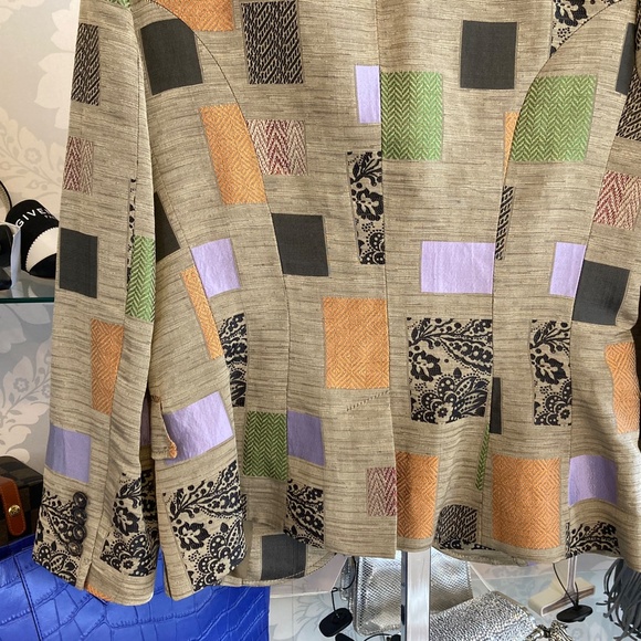 Etro Milano Tan Patchwork Silk Embroidered Jacket – Size 46 - Picture 3 of 8